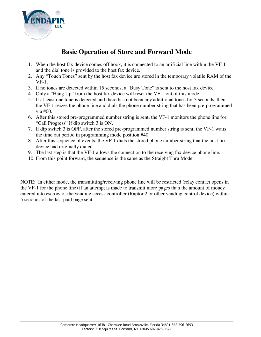 Canon VF-1 dimensions Basic Operation of Store and Forward Mode 