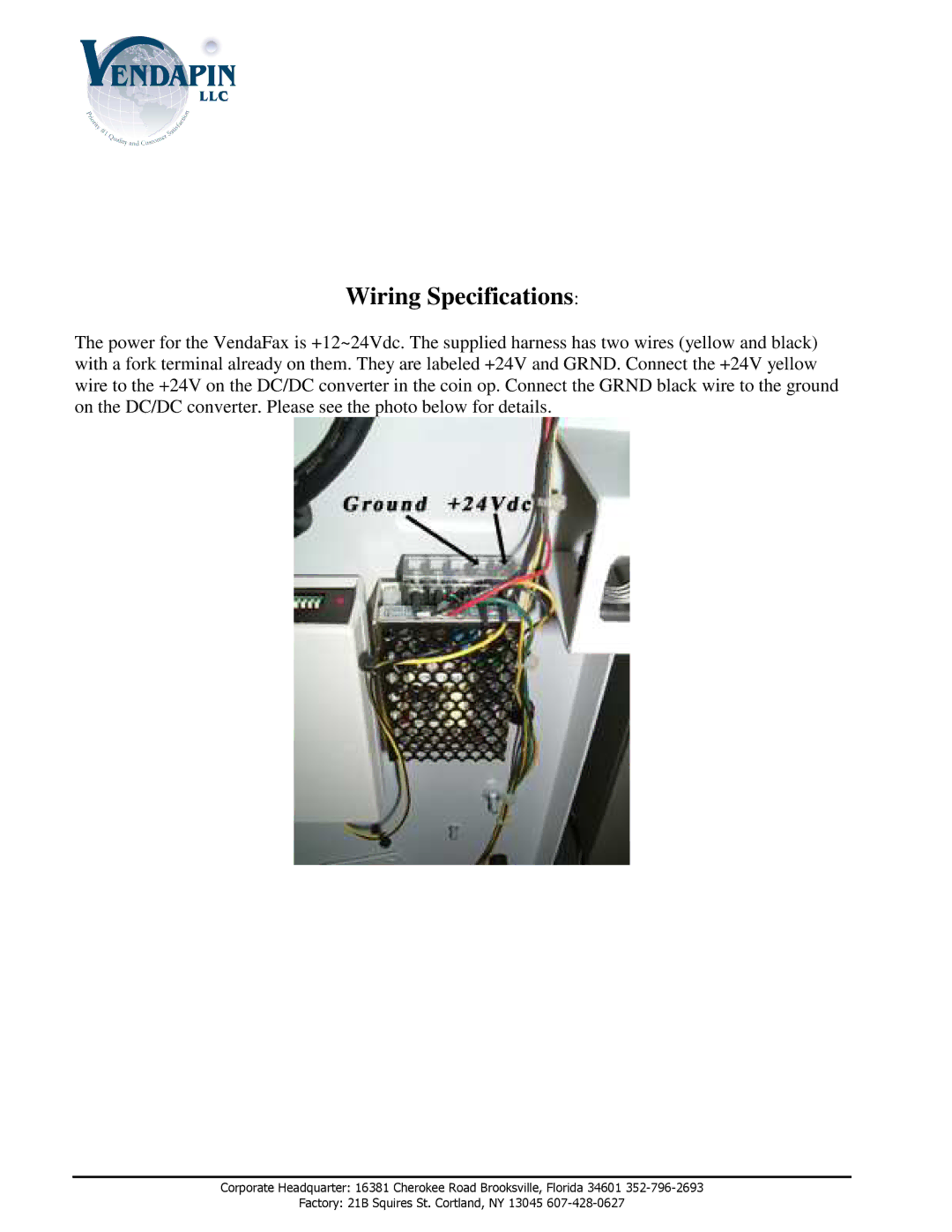 Canon VF-1 dimensions Wiring Specifications 