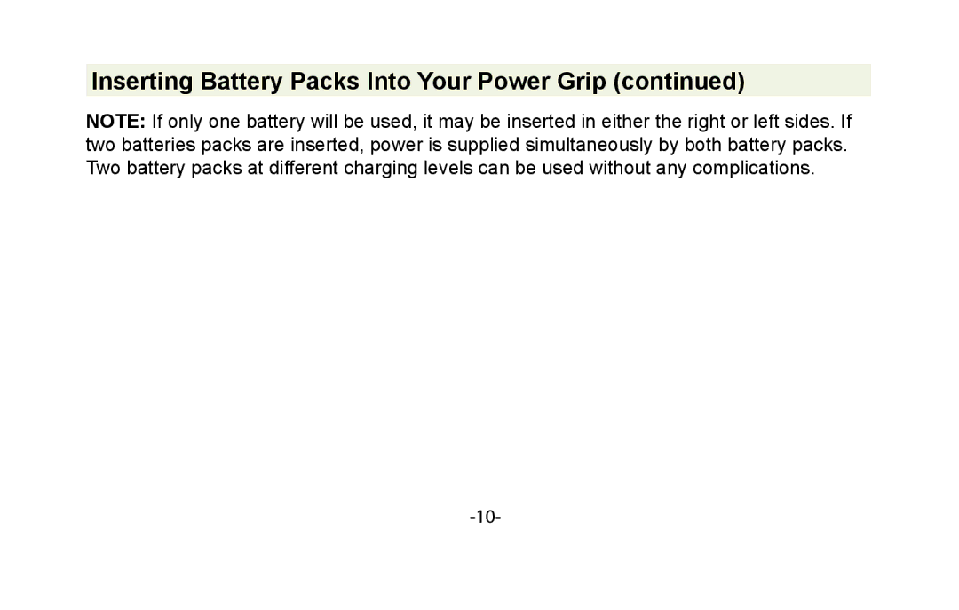 Canon VIV-PG-50D instruction manual Inserting Battery Packs Into Your Power Grip 