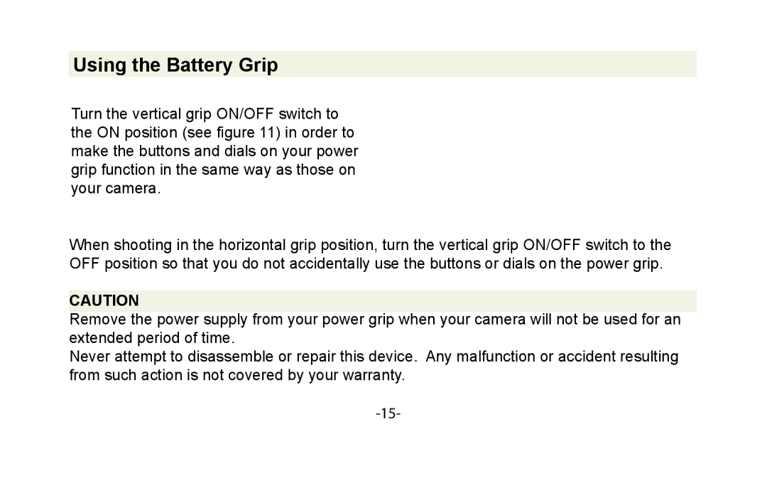 Canon VIV-PG-50D instruction manual Using the Battery Grip 