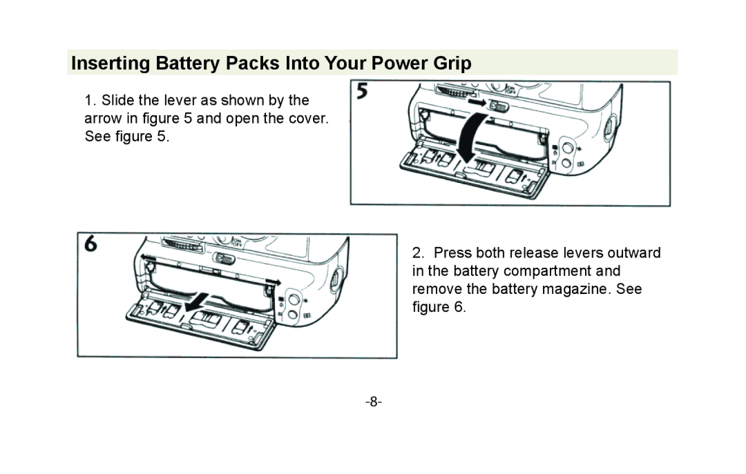 Canon VIV-PG-50D instruction manual Inserting Battery Packs Into Your Power Grip 