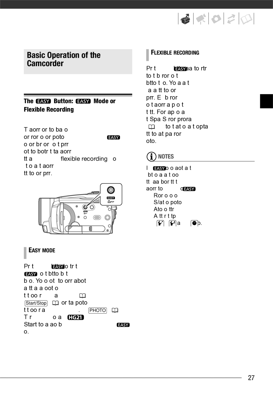 Canon VIXIA HG20, VIXIA HG21 Basic Operation Camcorder, Button Mode or Flexible Recording, Press the button to enter 