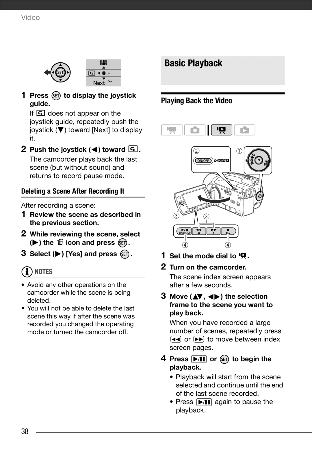 Canon VIXIA HG21, VIXIA HG20 instruction manual Basic Playback, Playing Back the Video, Press to display the joystick guide 