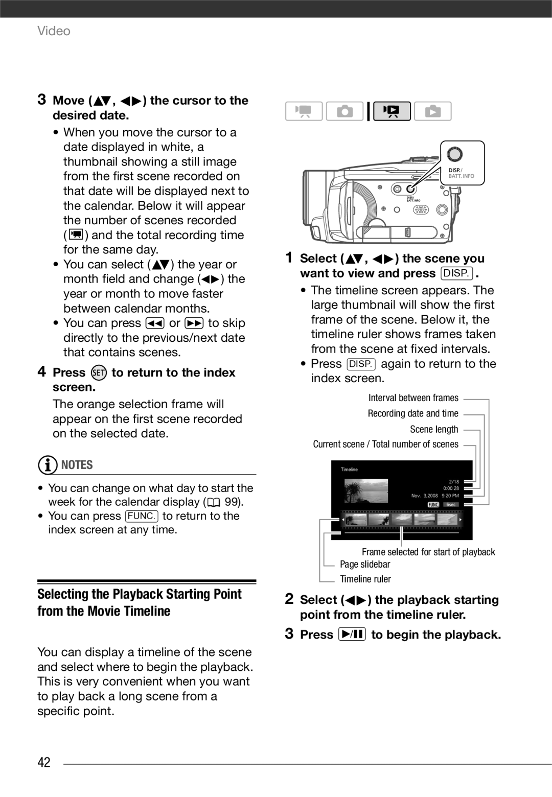 Canon VIXIA HG21 Move , the cursor to the desired date, Press to return to the index screen, Press / to begin the playback 