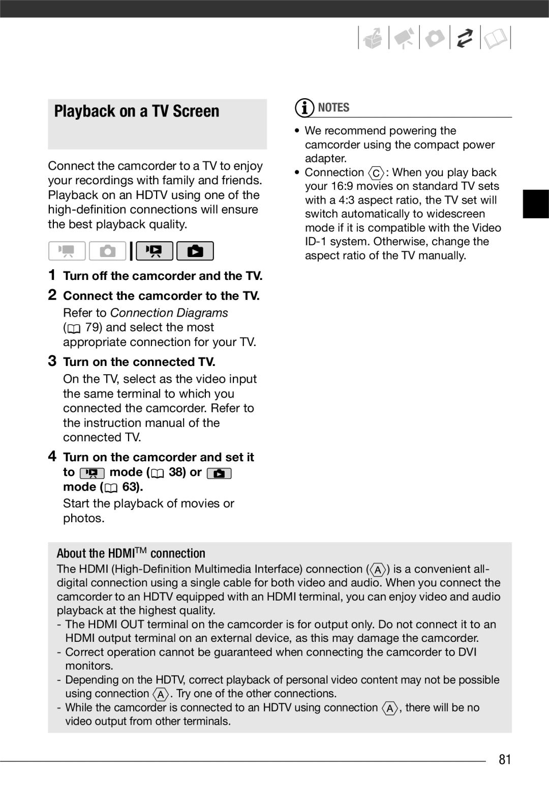 Canon VIXIA HG20, VIXIA HG21 instruction manual Playback on a TV Screen, Select the most appropriate connection for your TV 