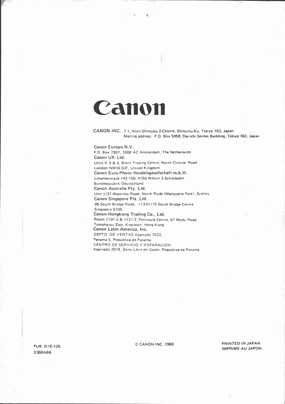 Canon VM-E70 manual 