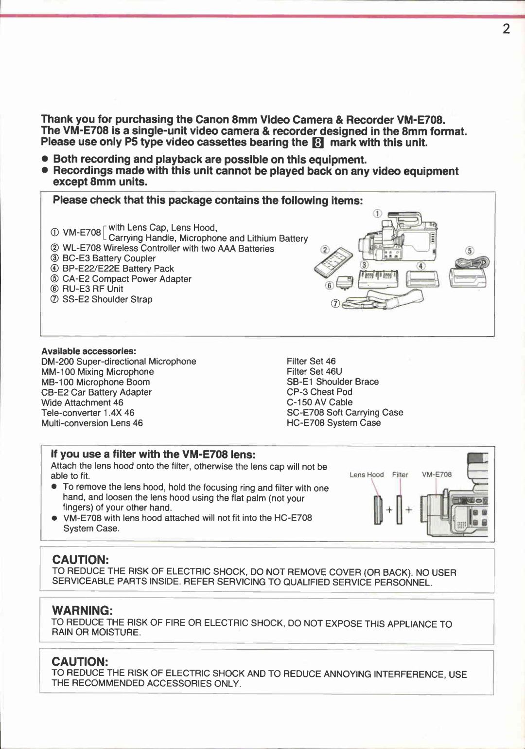 Canon VM-E708 manual 