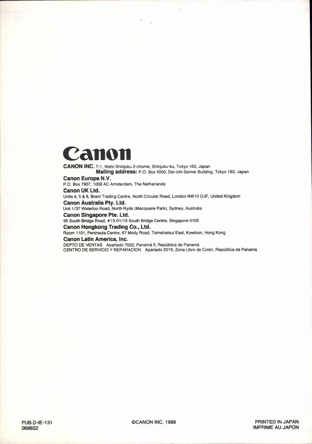 Canon VM-E708 manual 