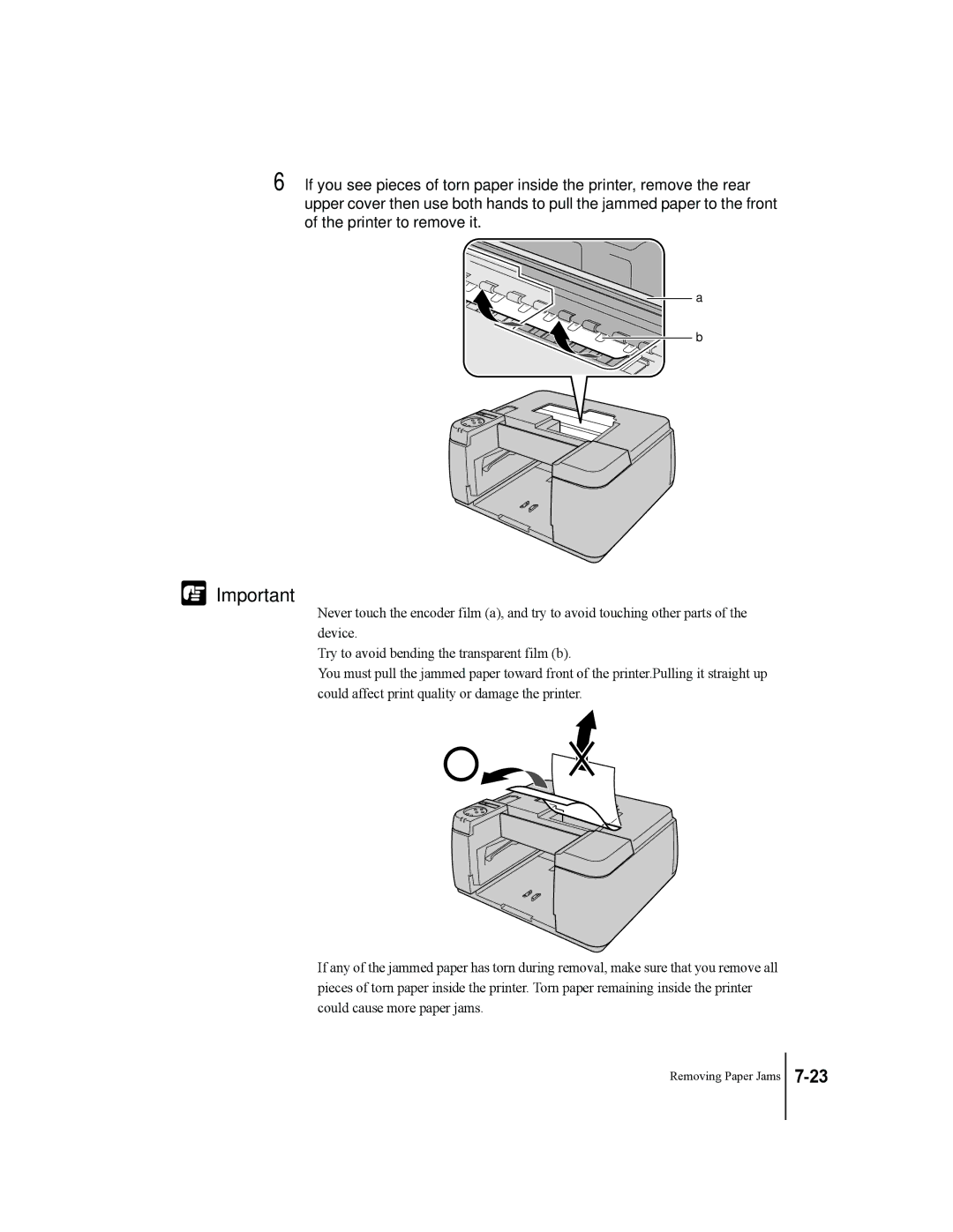 Canon W2200 manual Removing Paper Jams 