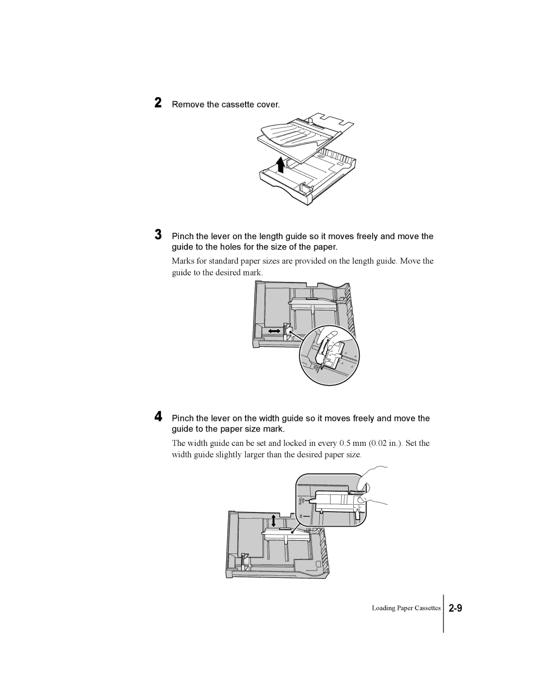 Canon W2200 manual Loading Paper Cassettes 