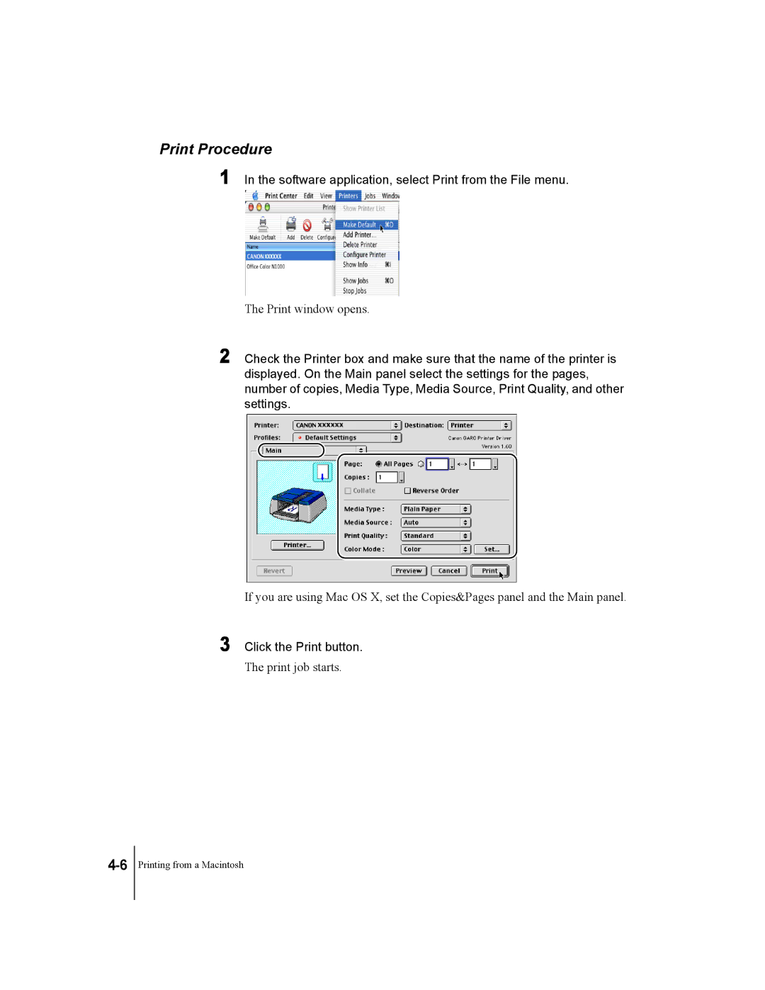 Canon W2200 manual Software application, select Print from the File menu, Click the Print button 