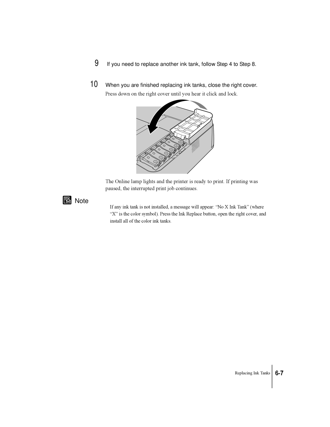 Canon W2200 manual Replacing Ink Tanks 