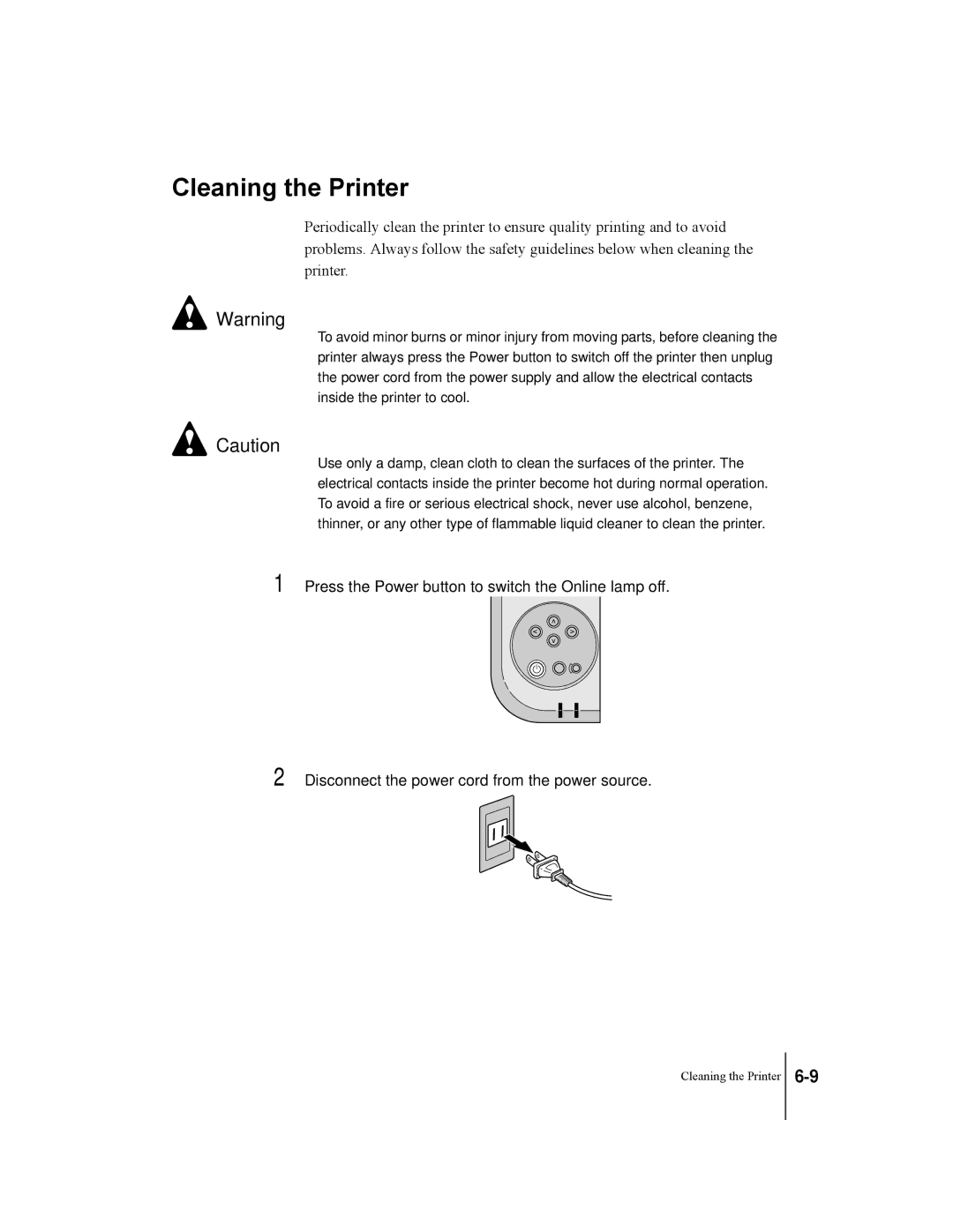 Canon W2200 manual Cleaning the Printer 