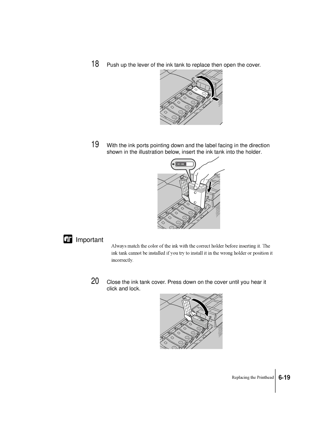 Canon W2200 manual Replacing the Printhead 