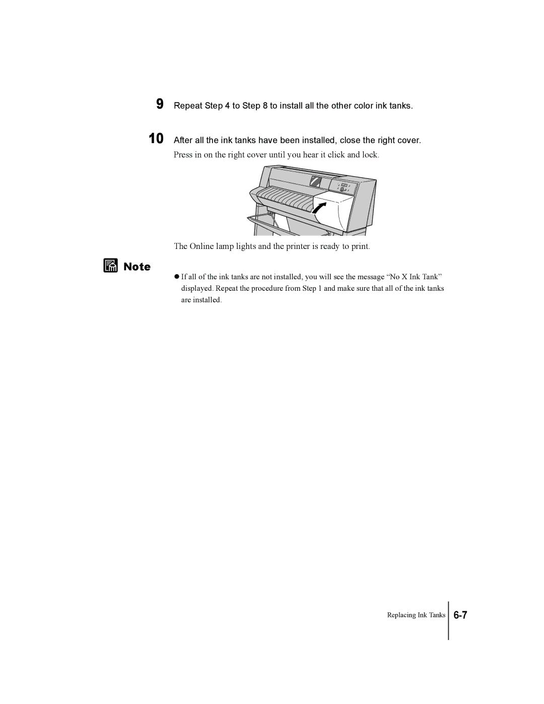 Canon W7250, W7200 manual Replacing Ink Tanks 