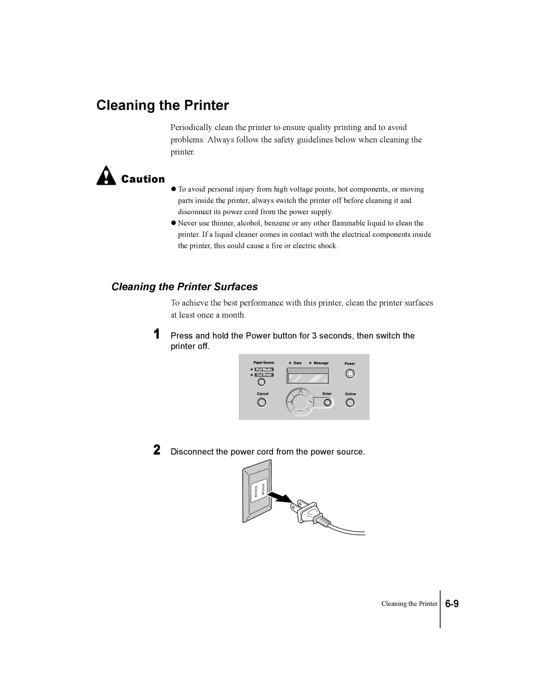 Canon W7250, W7200 manual Cleaning the Printer Surfaces 