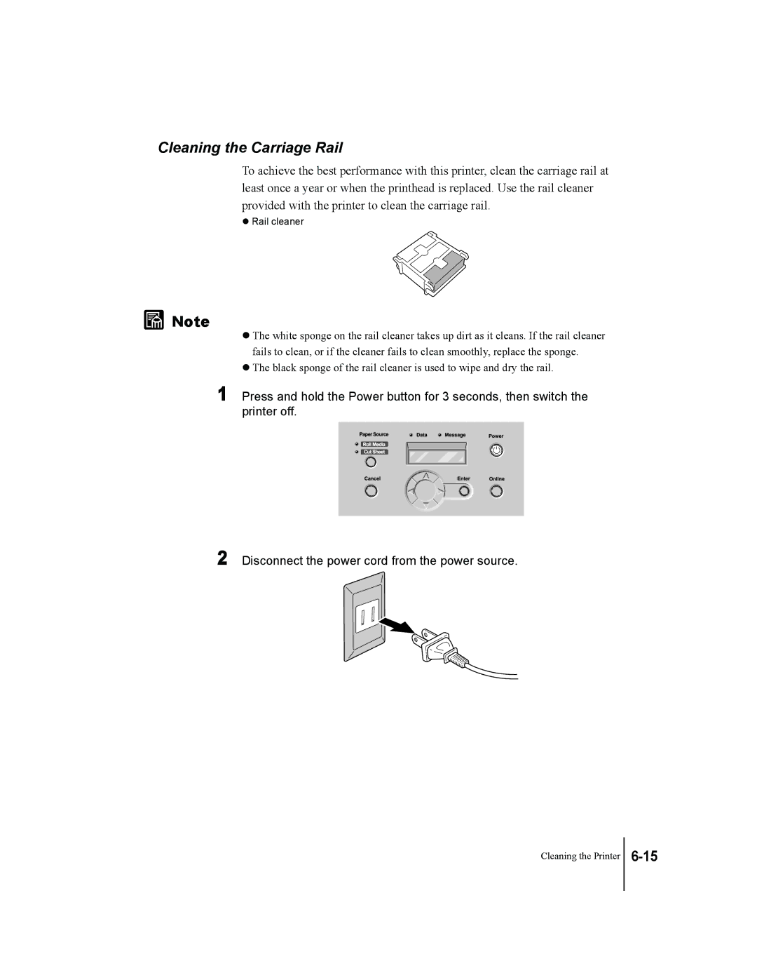 Canon W7250, W7200 manual Cleaning the Carriage Rail 