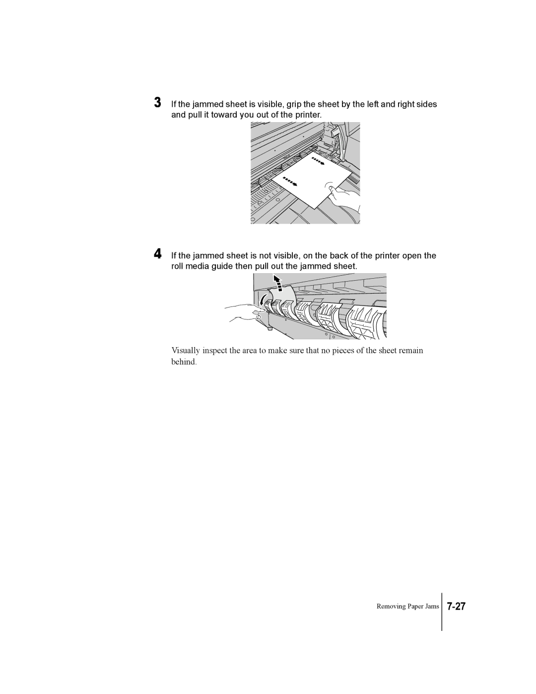 Canon W7250, W7200 manual Removing Paper Jams 