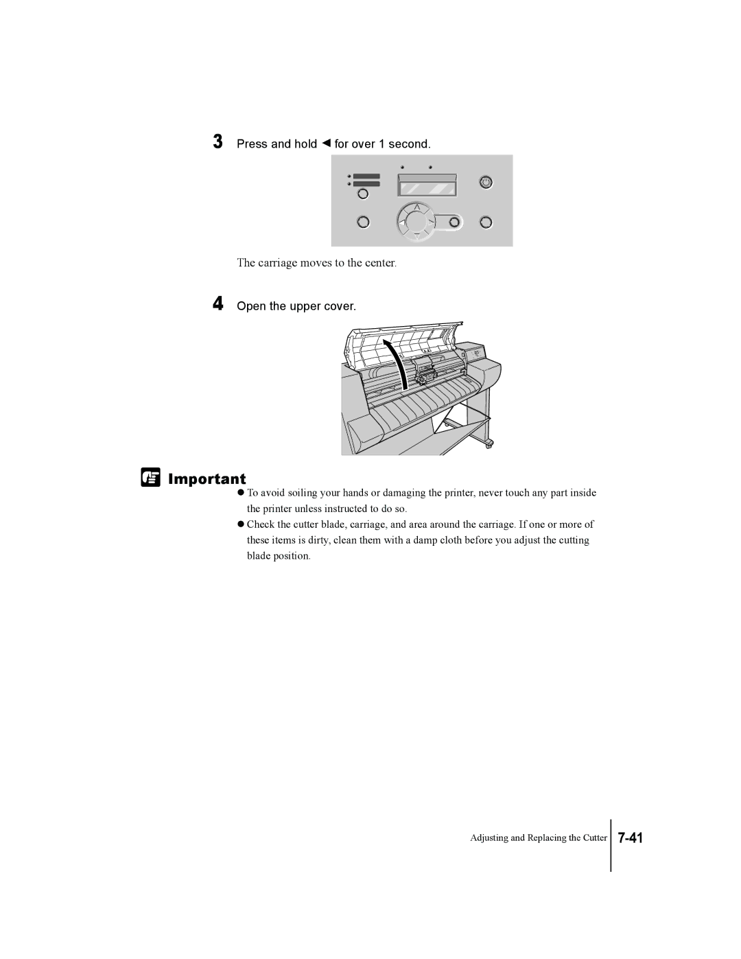 Canon W7250, W7200 manual Press and hold for over 1 second, Open the upper cover 