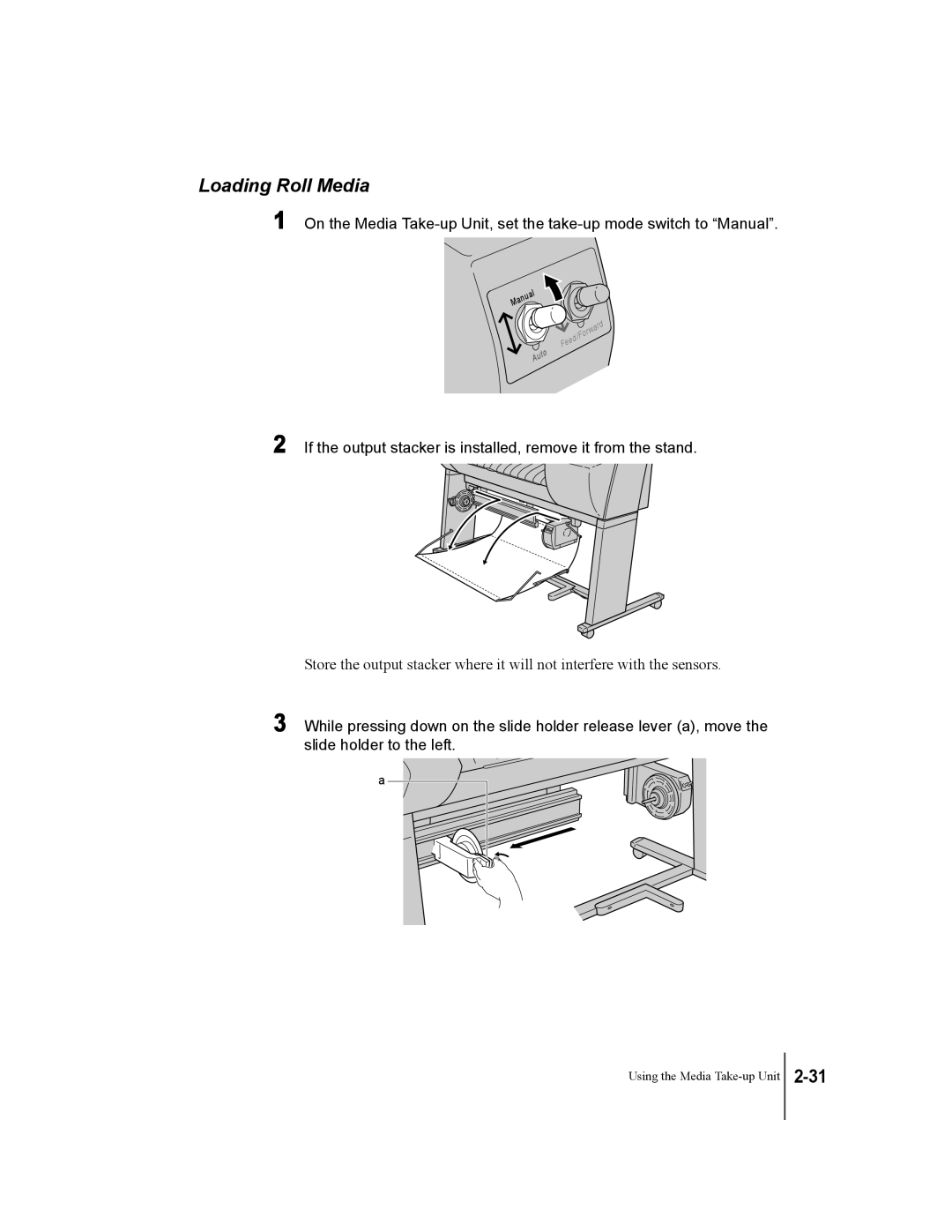 Canon W7250, W7200 manual Loading Roll Media, If the output stacker is installed, remove it from the stand 