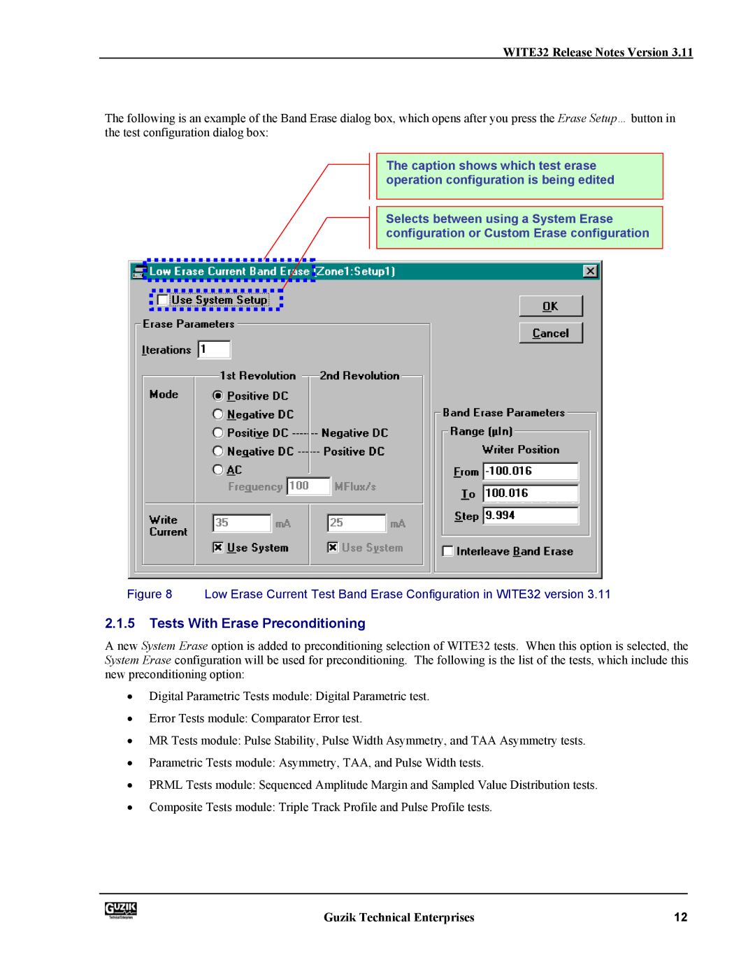 Canon WITE32 manual Tests With Erase Preconditioning 