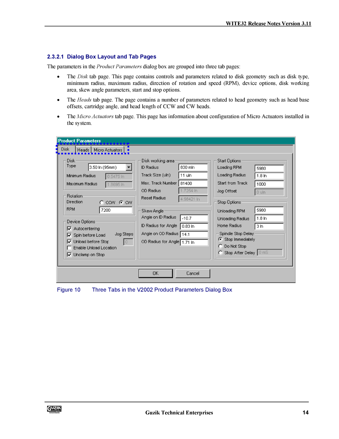 Canon WITE32 manual Dialog Box Layout and Tab Pages 