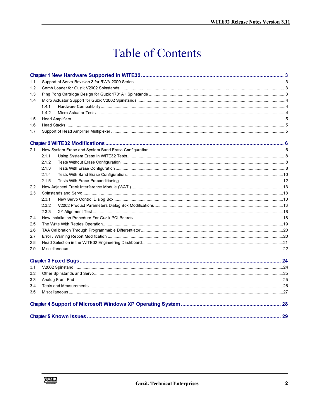 Canon WITE32 manual Table of Contents 