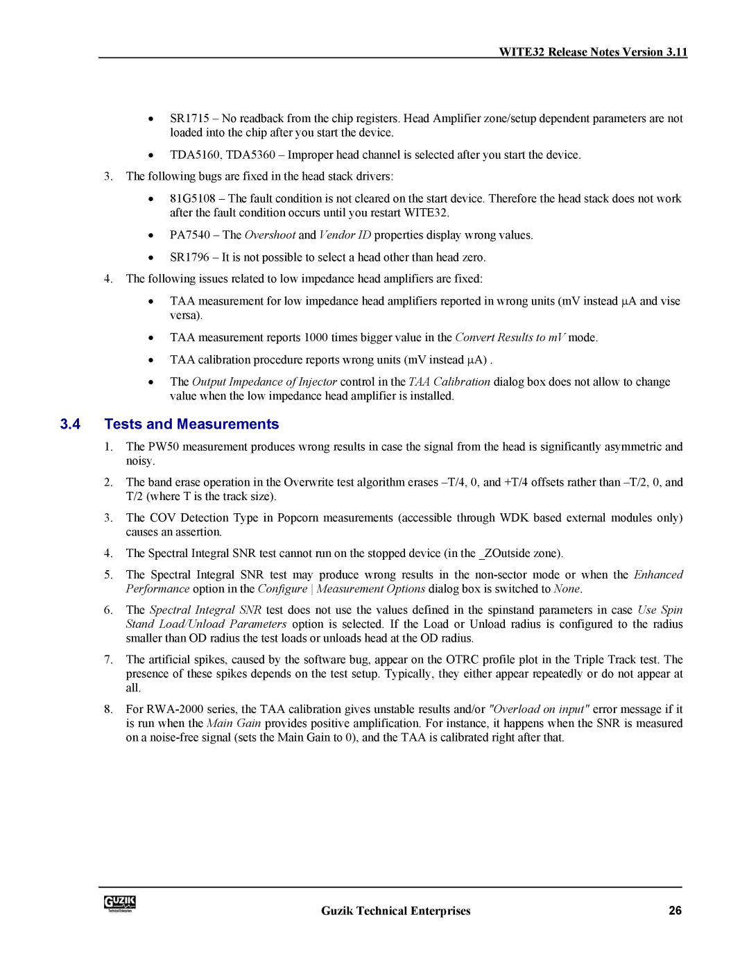 Canon WITE32 manual Tests and Measurements 