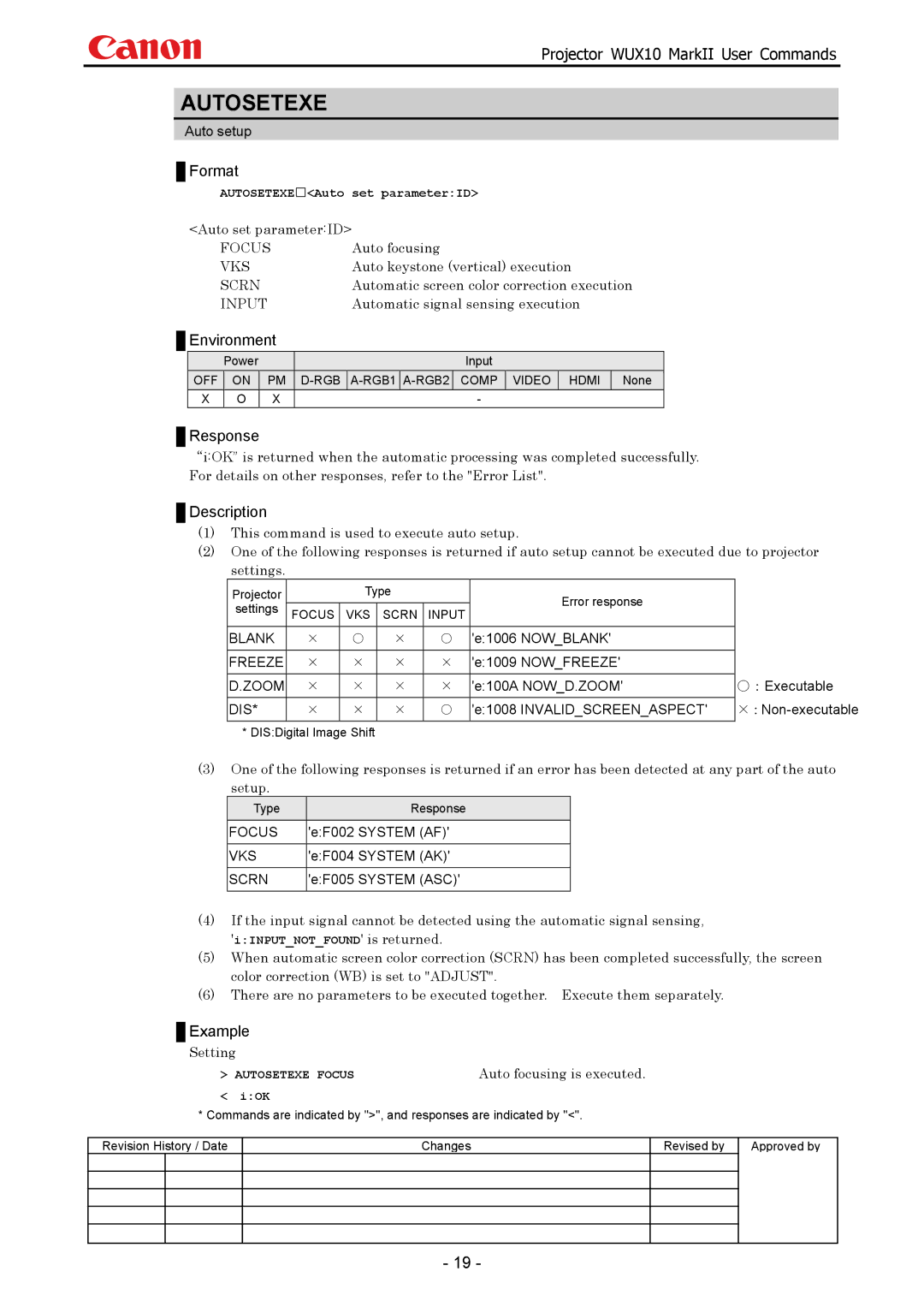 Canon WUX10 manual Autosetexe, Auto focusing is executed 