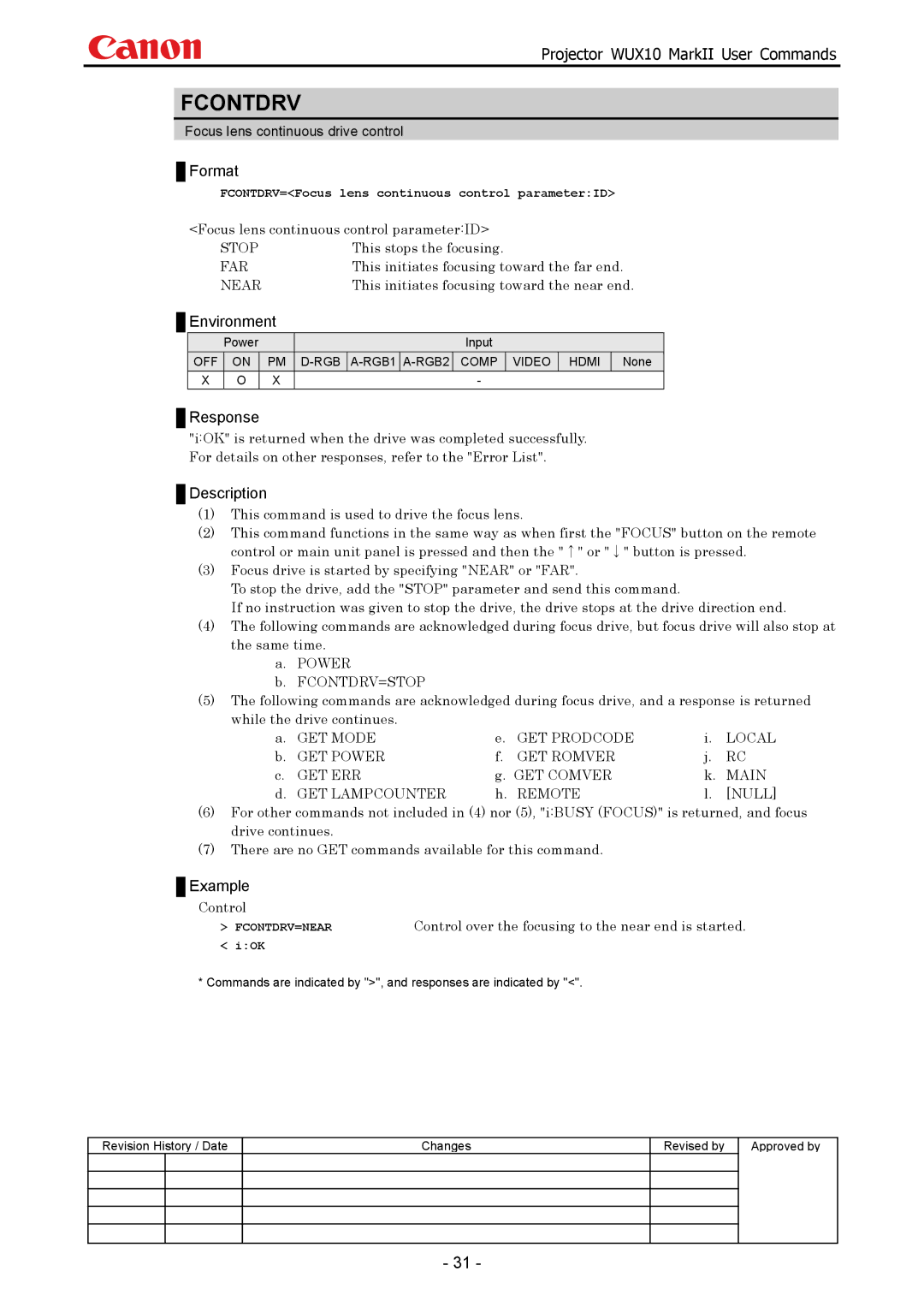 Canon WUX10 manual Fcontdrv 