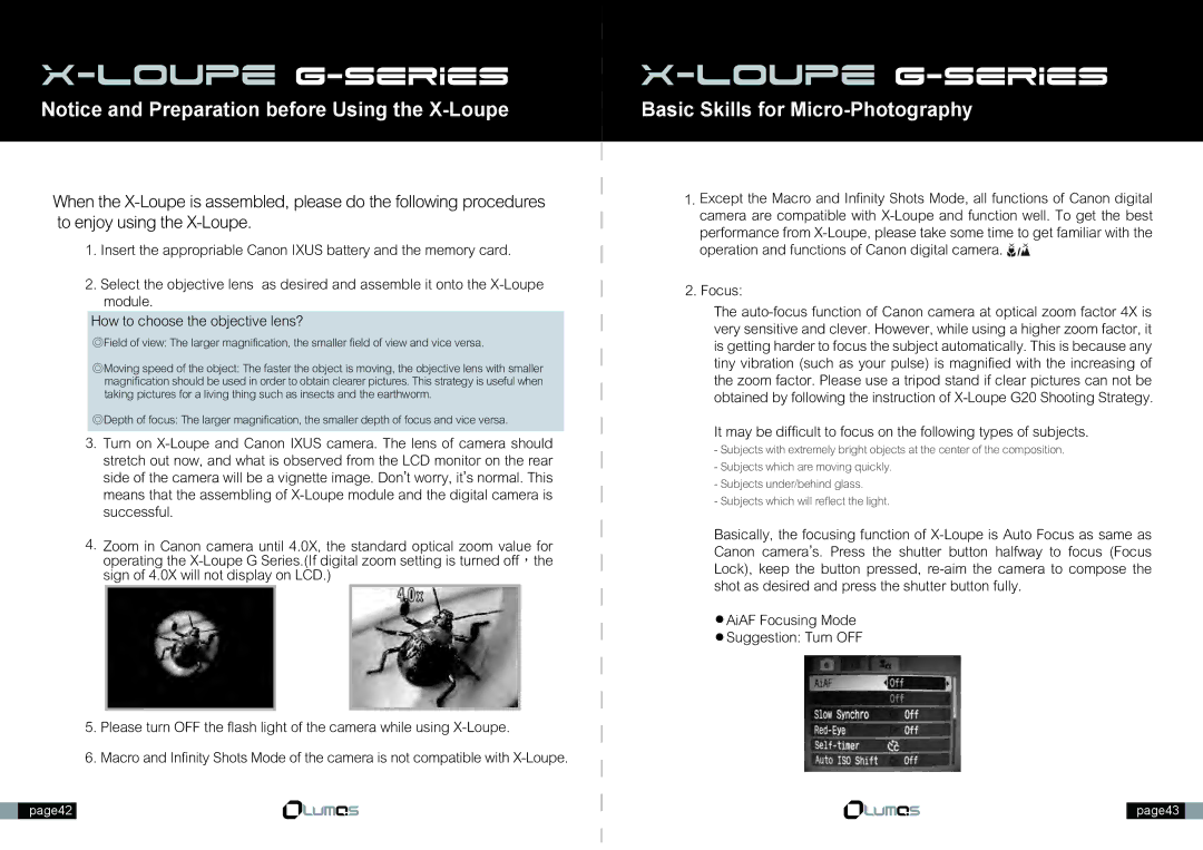 Canon X-Loupe manual Basic Skills for Micro-Photography 