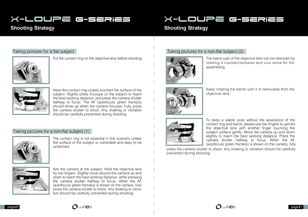 Canon X-Loupe manual Shooting Strategy, Taking pictures for a flat subject 