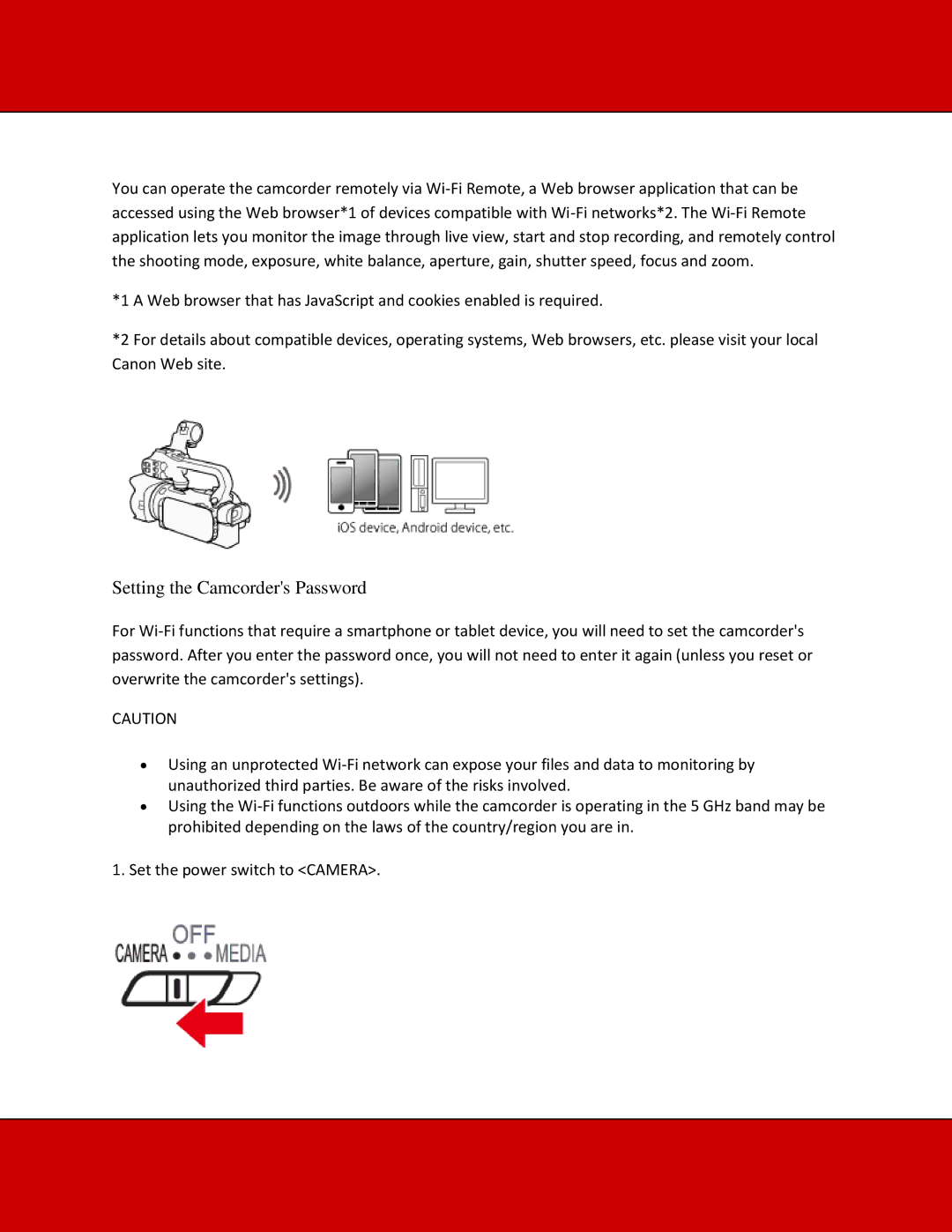 Canon XA20-XA25 manual Setting the Camcorders Password 