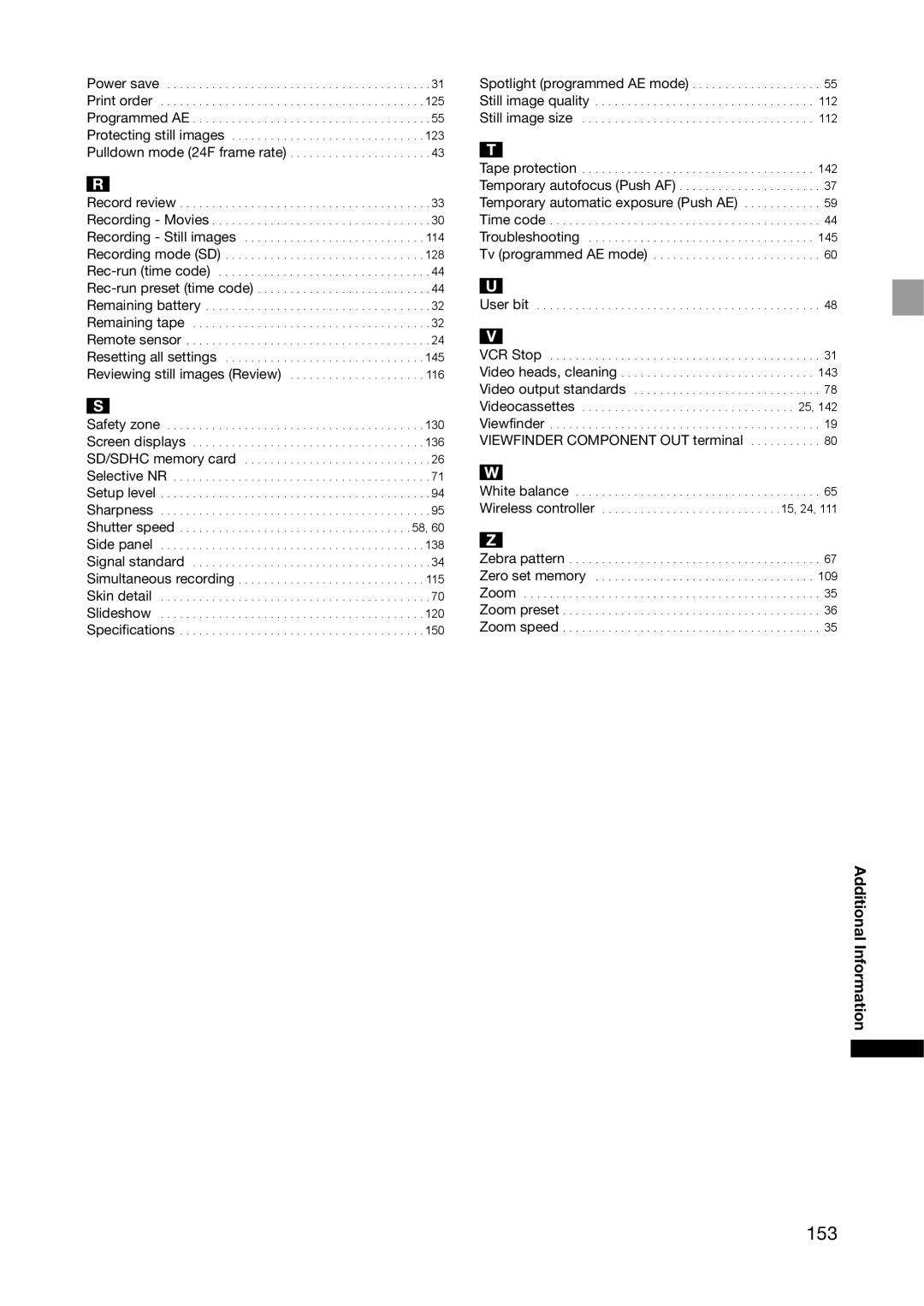 Canon XH G1S, XH A1S instruction manual 153, User bit 