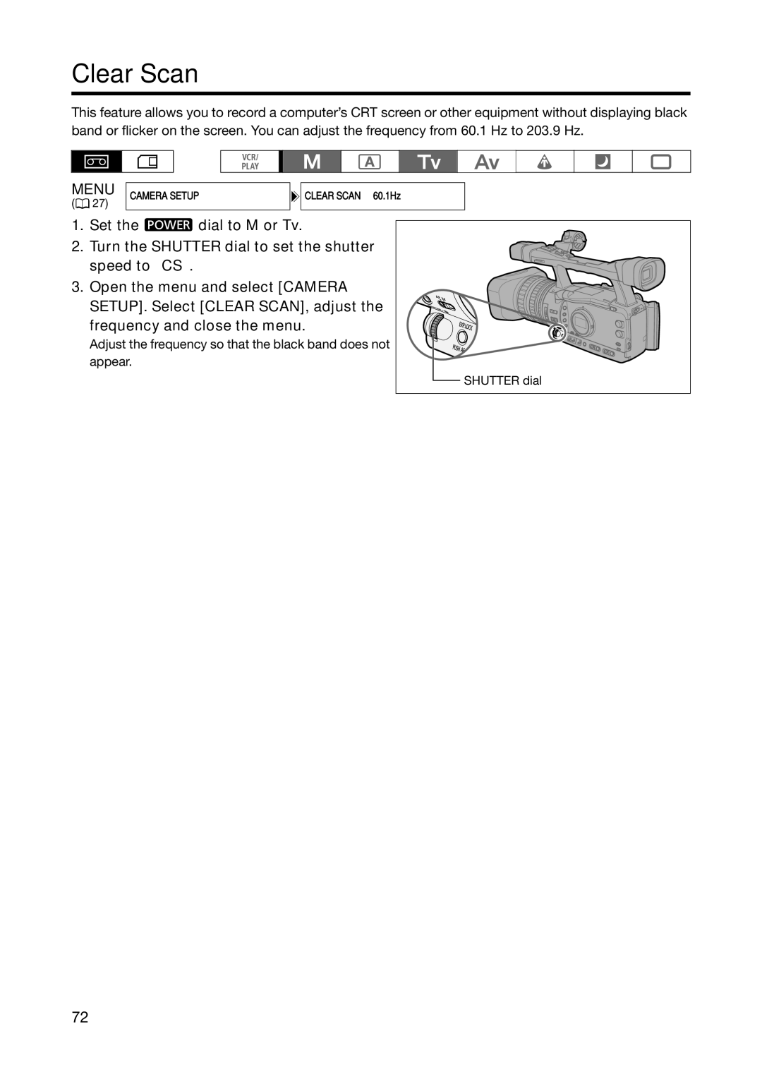 Canon XH A1S, XH G1S instruction manual Clear Scan 