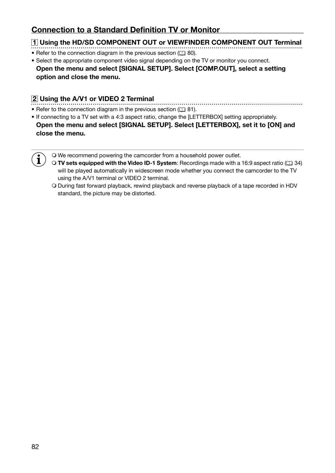 Canon XH A1S, XH G1S instruction manual Connection to a Standard Definition TV or Monitor 