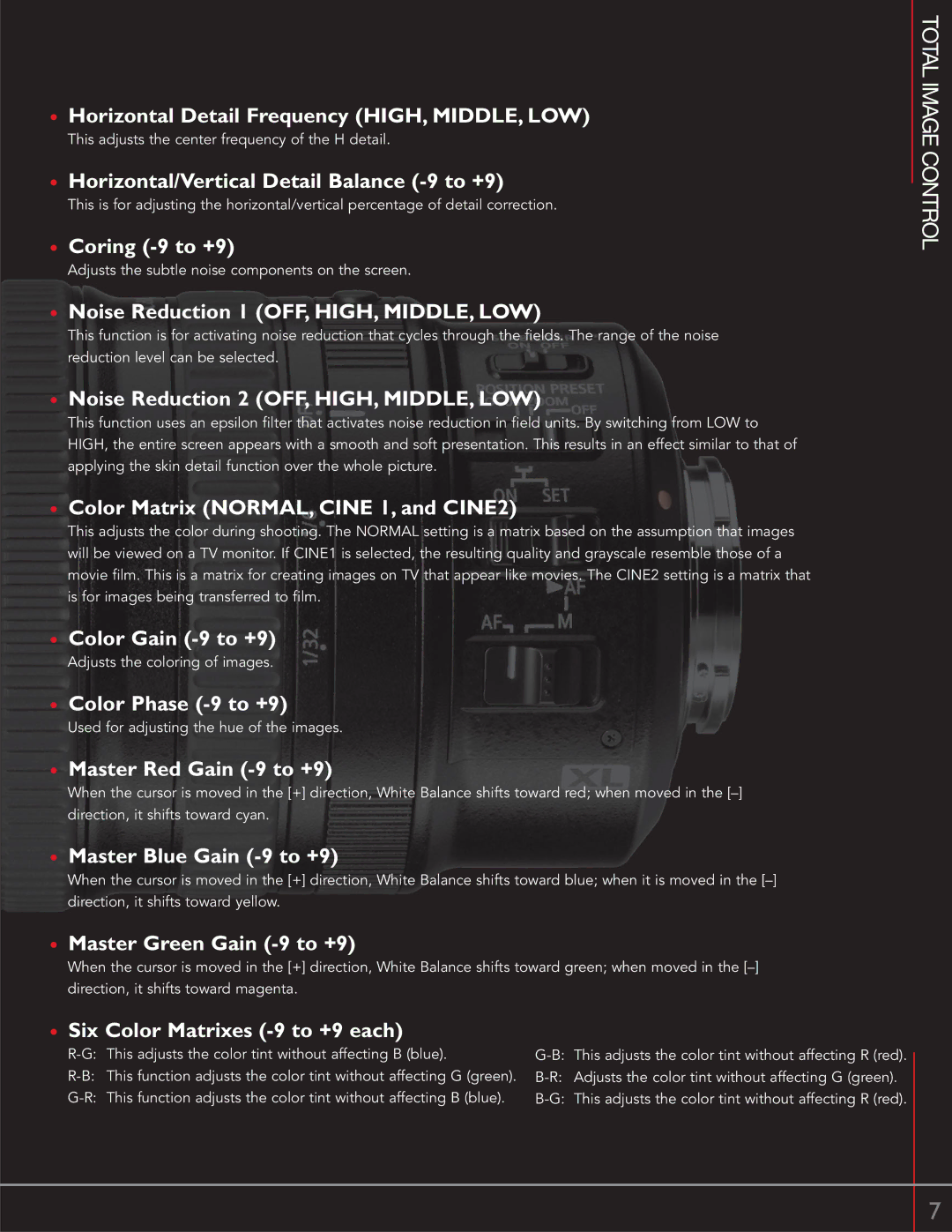 Canon XL H1 manual Total Image Control 