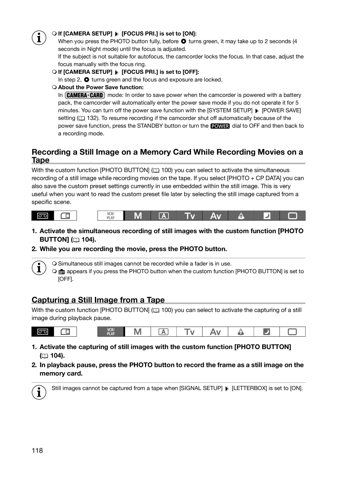 Canon XL H1S, XL H1A instruction manual Capturing a Still Image from a Tape, 118,  If Camera Setup Focus PRI. is set to on 