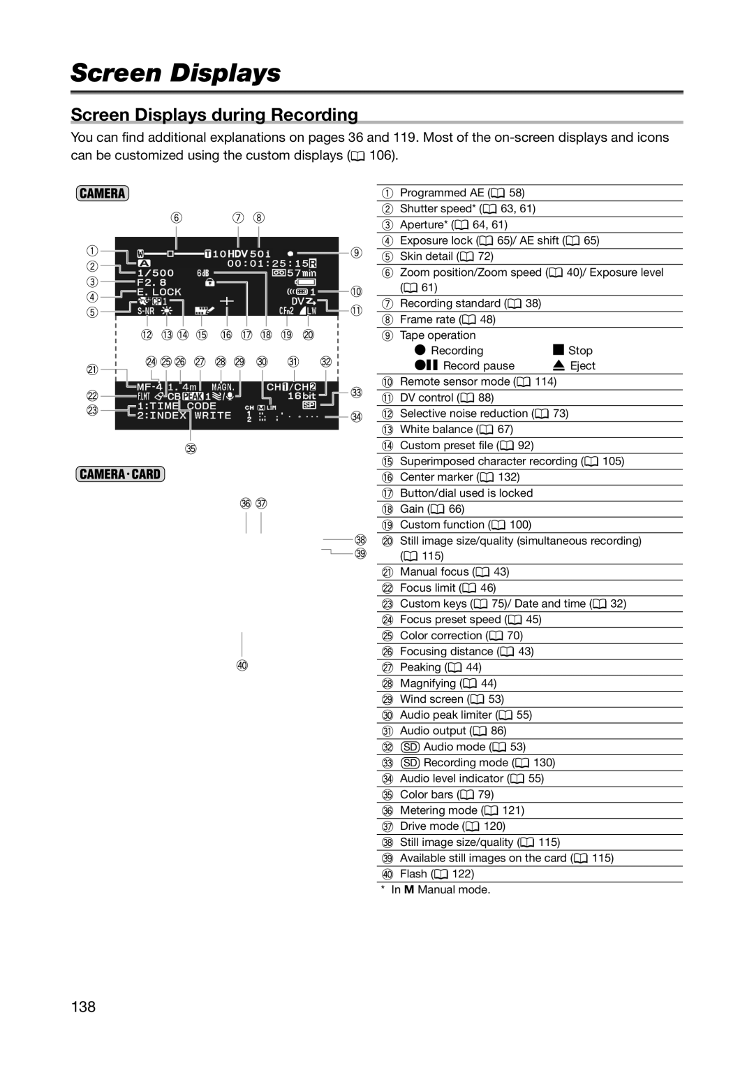 Canon XL H1S, XL H1A instruction manual Screen Displays during Recording, 138 