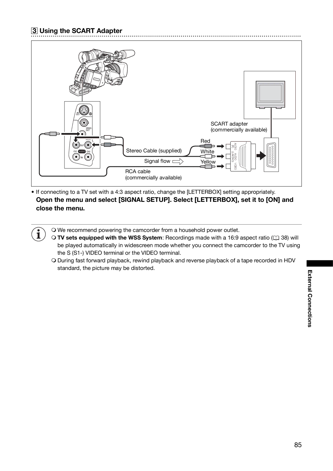 Canon XL H1A, XL H1S instruction manual Using the Scart Adapter 