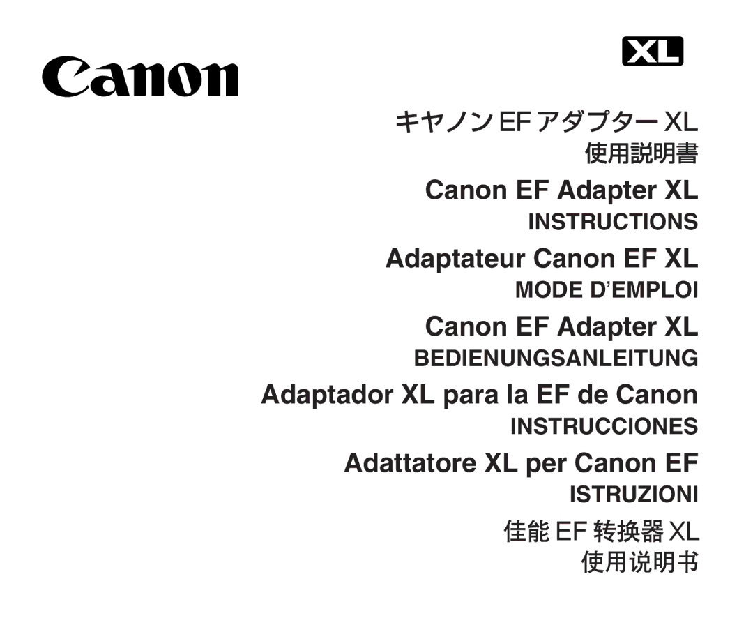 Canon manual Canon EF Adapter XL 