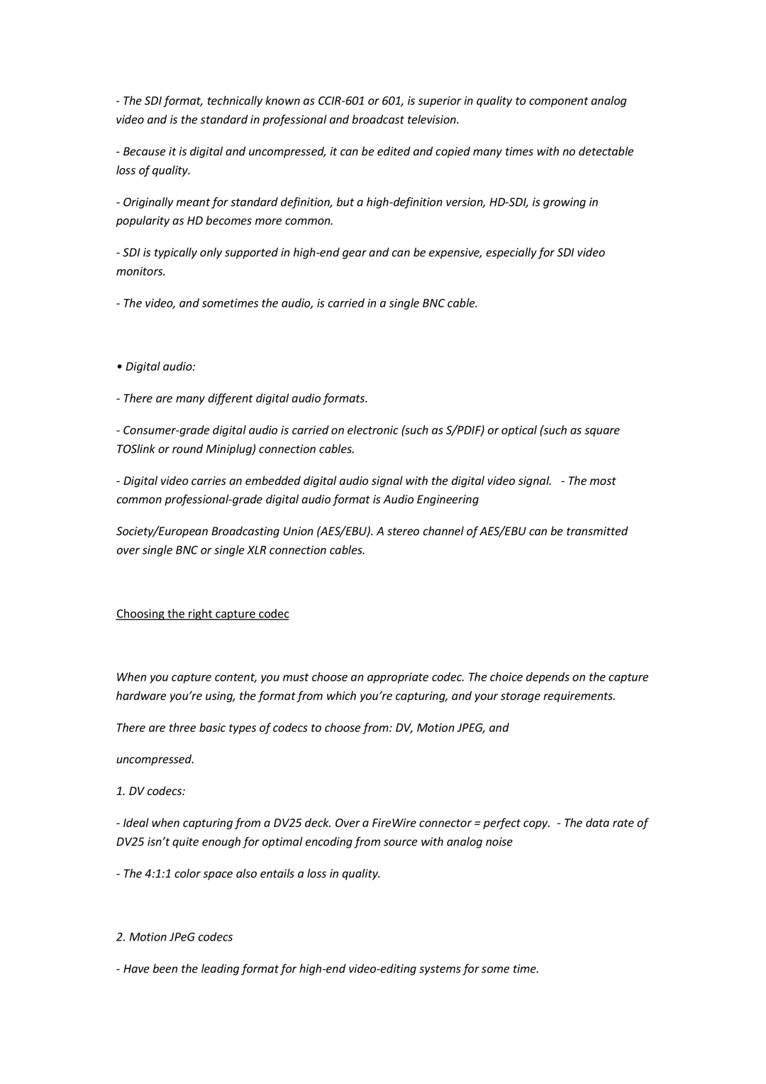 Canon XL1 3CCD manual Choosing the right capture codec 