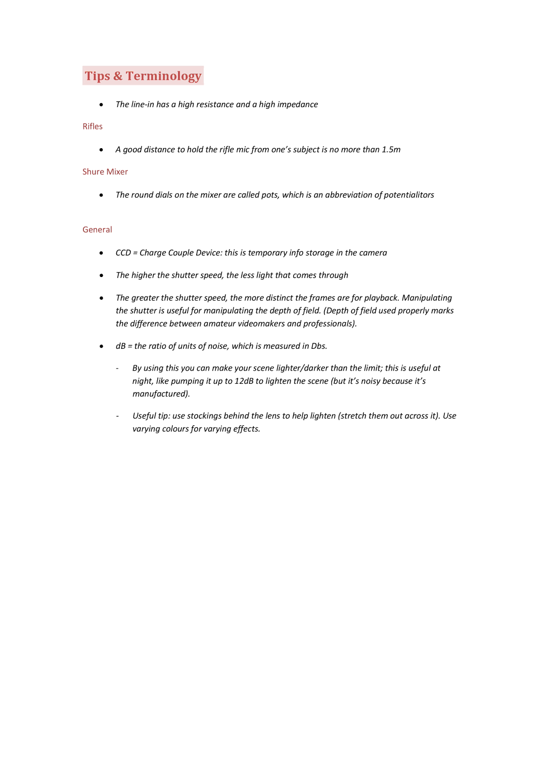 Canon XL1 3CCD manual Tips & Terminology 