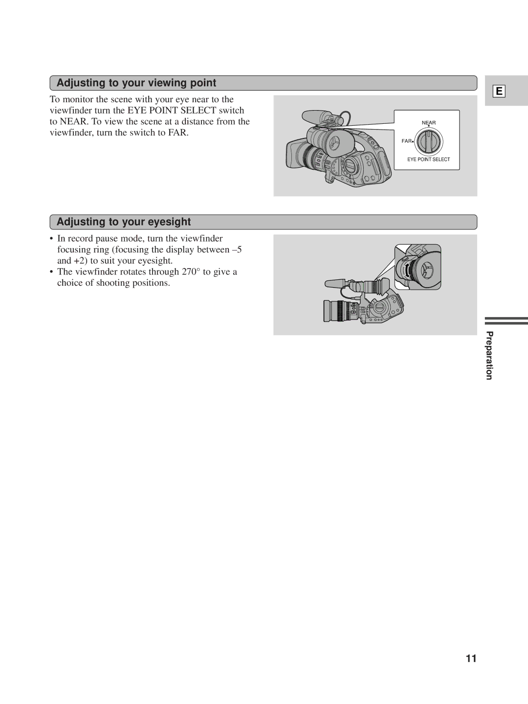 Canon XL1 instruction manual Adjusting to your viewing point, Adjusting to your eyesight 