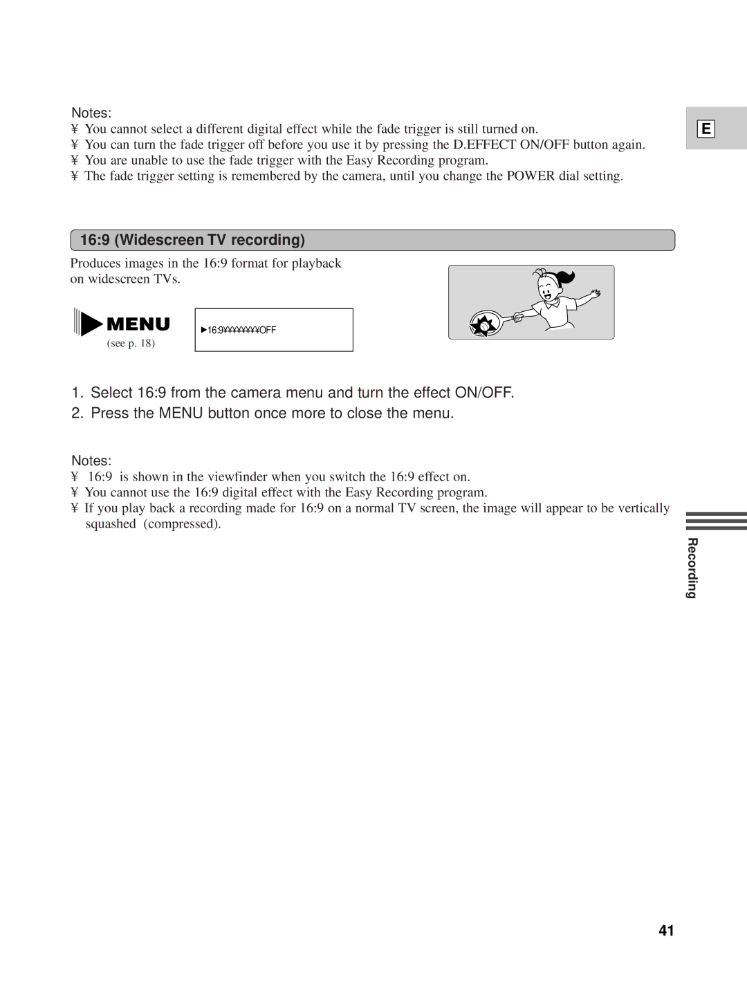 Canon XL1 instruction manual Widescreen TV recording 