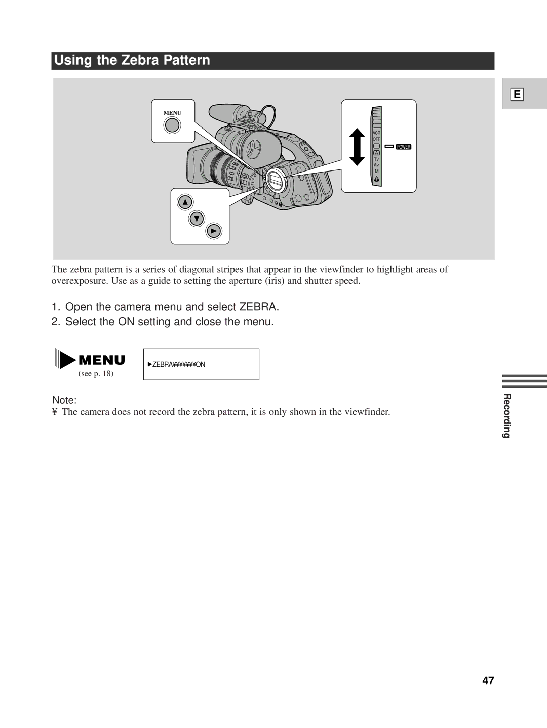 Canon XL1 instruction manual Using the Zebra Pattern 