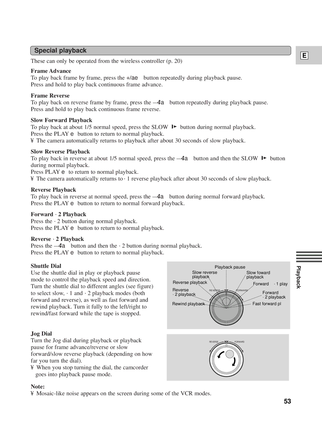 Canon XL1 instruction manual Special playback 