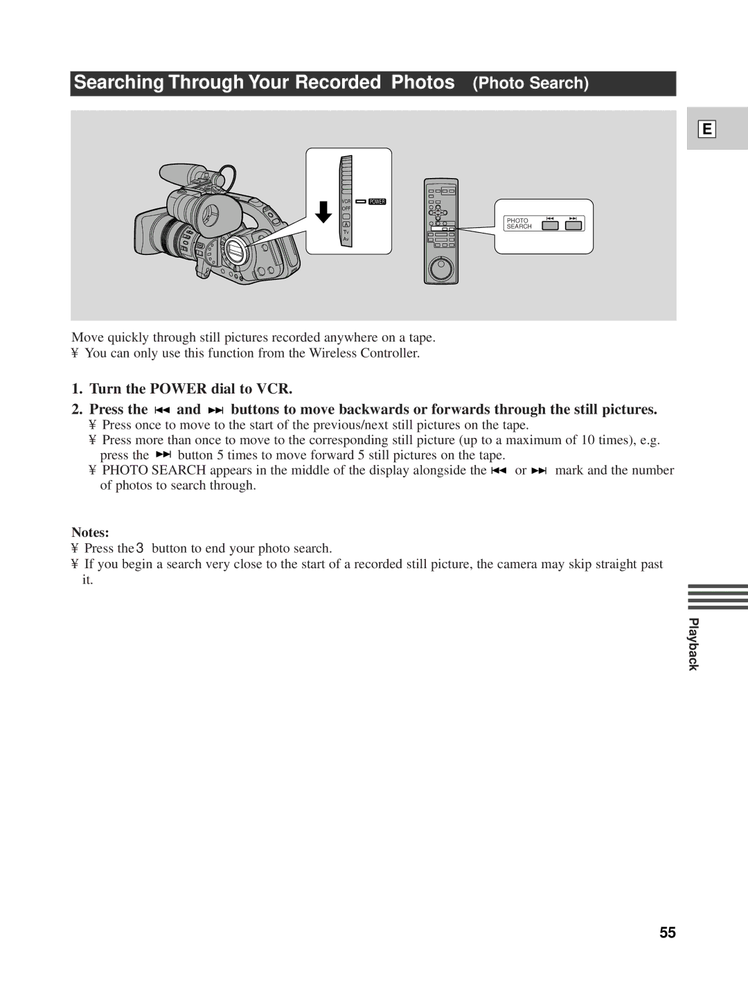 Canon XL1 instruction manual Searching Through Your Recorded Photos Photo Search 