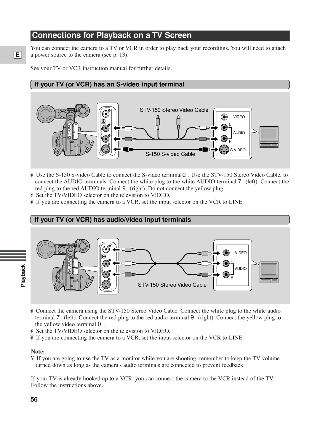 Canon XL1 instruction manual Connections for Playback on a TV Screen, If your TV or VCR has an S-video input terminal 