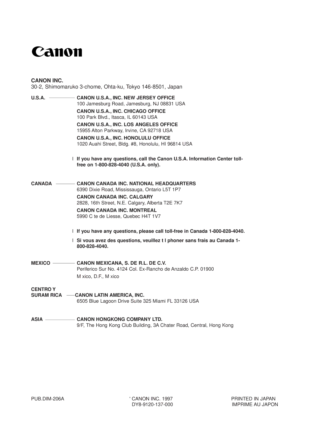 Canon XL1 instruction manual Canon INC 